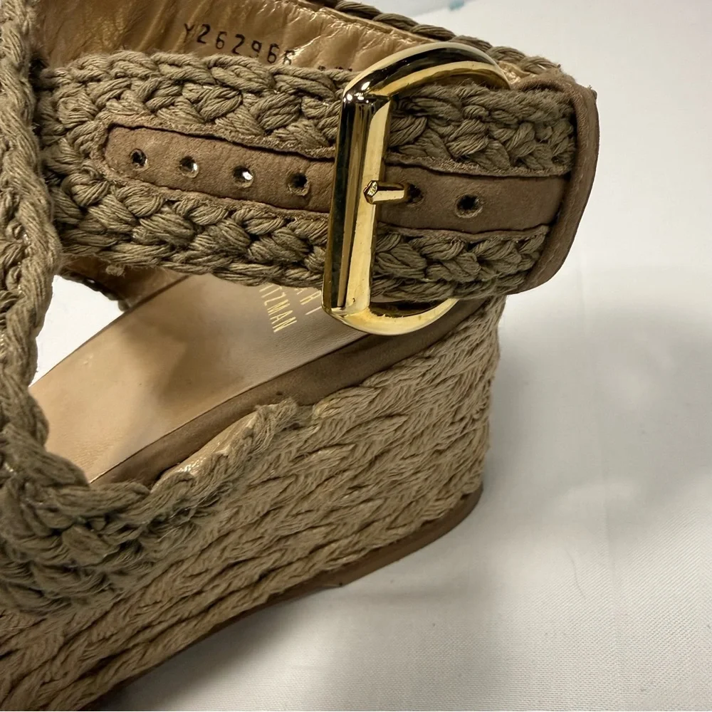Crochet Espadrille Stuart Weitzman Tan Wedge Platform Sandal 10.5